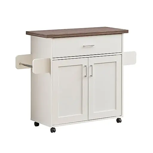 Techni Home Deluxe Mobile Kitchen Island Cart with Water Resistant Top, Storage Cabinets with Adjustable Shelves, and Spice Rack Mega Sale