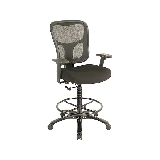 Latest Tempur-Pedic Fabric Drafting Chair with Backrest and Footrest with Lumbar Support, Black (TP8200-BLACK)