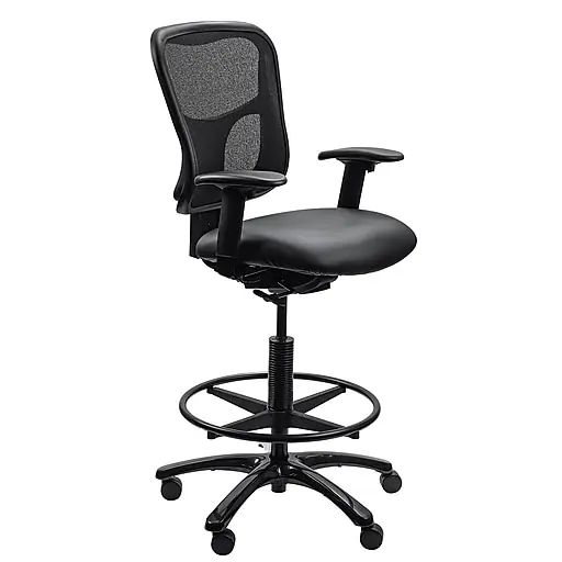 Genuine Tempur-Pedic Vinyl Drafting Chair with Backrest and Footrest with Lumbar Support, Black (TP8200-DBLKV)