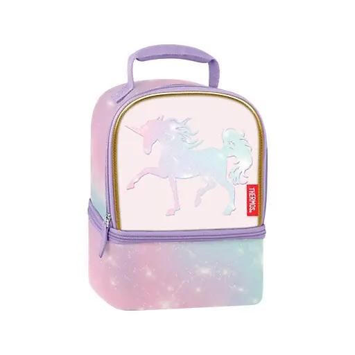 Professional Grade Thermos Dreamy Kids Unicorn Stainless Steel Insulated Lunch Bag, 2-Compartment, Sparkle/Pastels (N321092006)