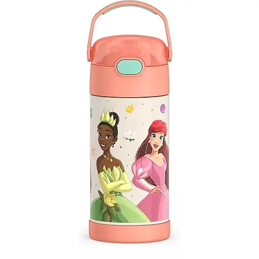 Limited Edition Thermos Funtainer Disney Princess Stainless Steel Vacuum Insulated Water Bottle, 12 oz., Peach (EAF4104PN6)