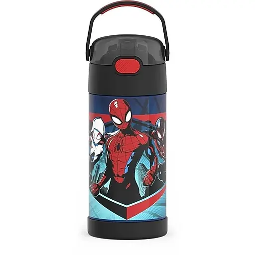 Get Yours Thermos Funtainer Spiderman Stainless Steel Vacuum Insulated Water Bottle, 12 oz., Black (EAF4104SP6)