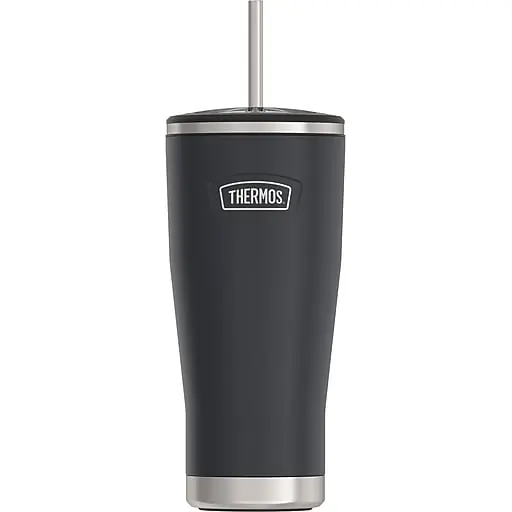 Thermos Icon Stainless Steel Vacuum Insulated Cold Tumbler with Straw, 24 oz., Granite (EAIS1112GT4) New Release