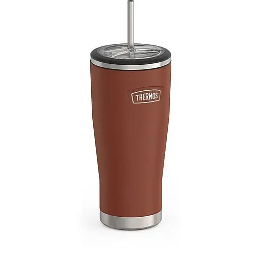 Thermos Icon Stainless Steel Vacuum Insulated Cold Tumbler with Straw, 24 oz., Saddle (EAIS1112SD4) Best Choice