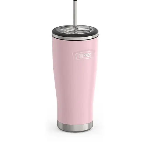 Thermos Icon Stainless Steel Vacuum Insulated Cold Tumbler with Straw, 24 oz., Sunset Pink (EAIS1112SP4) Holiday Sale