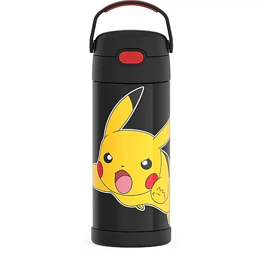 Genuine Thermos Pokemon Stainless Steel Vacuum Insulated Water Bottle, 16 oz., Black & Yellow (F42106PM6ST)