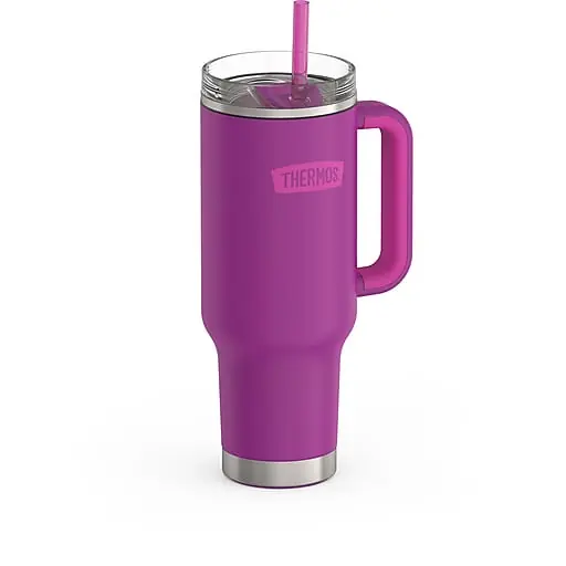 While Supplies Last Thermos Stainless Steel Vacuum Insulated Travel Mug, 40 oz., Plum (EATS1804PL4)