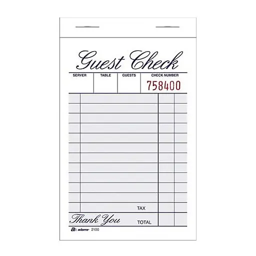 Exclusive Offer Adams 1-Part Guest Check Pad, 12 Sets/Book (2100-12)