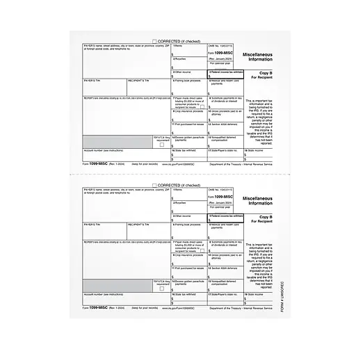Adams 2025 1099-MISC Tax Form, 5-Part, Copy B, 50/Pack (LMISCREC-S) Holiday Sale