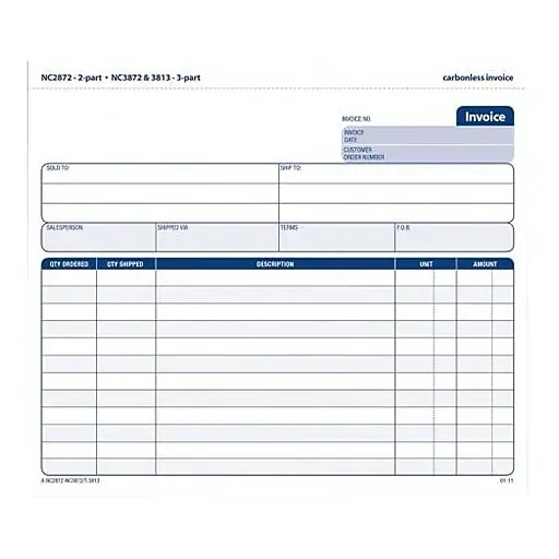 Discount Adams 3-Part Carbonless Invoices, 100 Sets/Book (NC3872)