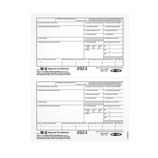 Adams 2025 W-2 Tax Form, 1-Part, Copy C, 100/Pack (LW2EEC2) Mega Sale