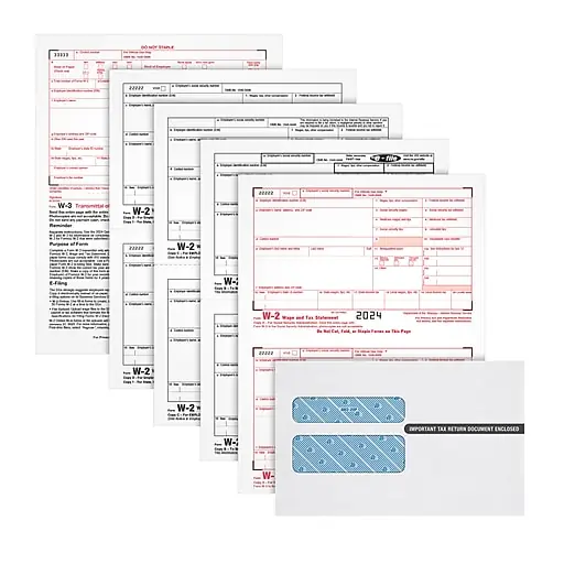 Direct From Factory Adams Employee's Copies Cut Sheet 2025 W-2 Tax Form Kit, 4-Part, Copy A, B, C/2, D/1, 50/Pack (LW2425Q)