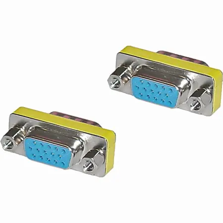 Free Shipping 4XEM VGA HD-15 Interface Female To Female Adapter/Coupler - 1 x 15-pin HD-15 VGA Female - 1 x 15-pin HD-15 VGA Female - Silver, Yellow