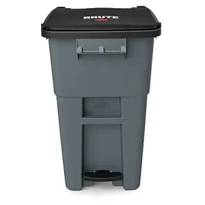 Rubbermaid&reg; Commercial BRUTE&reg; Rectangular Polyethylene Rollout Bin, Step-On, 50 Gallons, Gray Certified