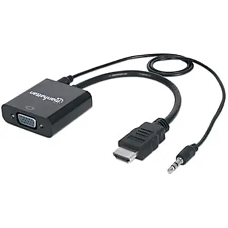 Manhattan HDMI Male To VGA Female Converter With Audio and Optional USB Micro-B Power Port, 1.64' Buy Online