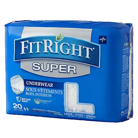 FitRight Super Protective Underwear, Large, 40 - 56", White, Pack Of 20 Big Sale