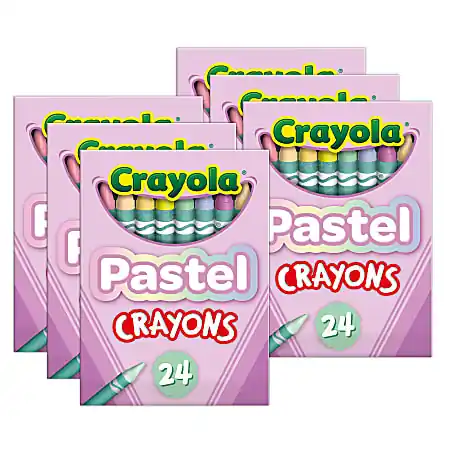 Crayola Pastel Crayons, 3-5/8", Assorted Colors, 24 Crayons Per Pack, Bundle Of 6 Packs Same Day Shipping