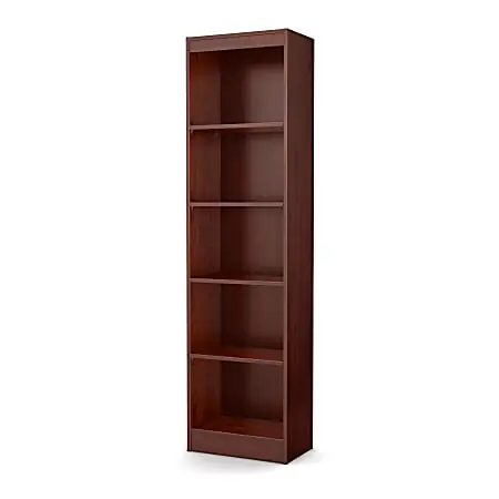 South Shore Axess 69"H 5-Shelf Narrow Bookcase, Royal Cherry Authentic