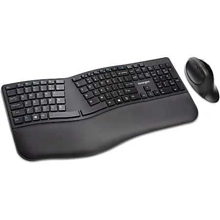 Low Price Kensington Pro Fit Ergo Wireless Keyboard and Mouse-Black - USB Wireless Bluetooth/RF 4.0 2.40 GHz Keyboard - K75406US