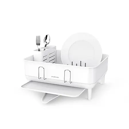 simplehuman Steel Frame Dish Rack, 7-1/2"H x 15"W x 15-1/2"D, White Sale