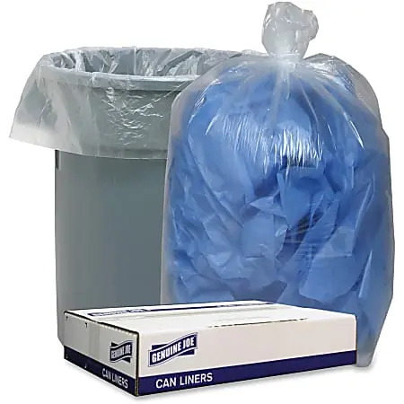 Free Shipping Genuine Joe Clear Low Density Can Liners - 33 gal Capacity - 33"x 39" x 1.10 mil (28 Micron) Thickness - Low Density - Clear - Recycled - 100 / Carton