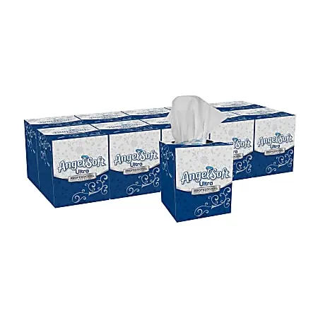 Angel Soft Ultra Professional Series® Premium 2-Ply Facial Tissue, Cube Box, White, 10 Boxes Per Case, 96 Tissues Per Box Bulk Order