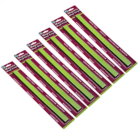 Express Delivery Ashley Productions Magnetic Magi-Strips, 3/4” x 12’, Lime Green, 12 Strips Per Pack, Set Of 6 Packs
