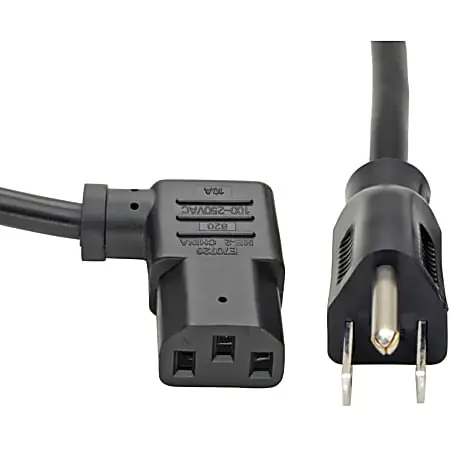 Eaton Tripp Lite Series Computer Power Cord, NEMA 5-15P to Right-Angle C13 - 10A, 125V, 18 AWG, 6 ft. (1.83 m), Black - P00600613RA Bargain
