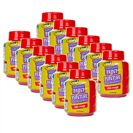 Crayola Washable Paint, 2 Oz, Red, Pack Of 12 Pots Direct From Manufacturer