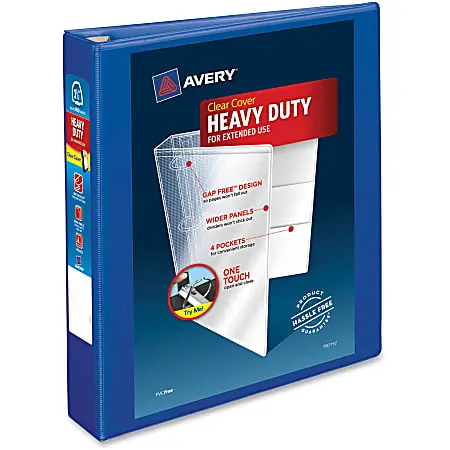 Genuine Avery&reg; Heavy-Duty View 3-Ring Binder With Locking One-Touch EZD&trade; Rings, 1 1/2" D-Rings, 41% Recycled, Pacific Blue
