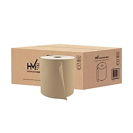 Best Choice Highmark&reg; ECO Hardwound 1-Ply Paper Towels, 100% Recycled, Natural, 800' Per Roll, Case Of 6 Rolls