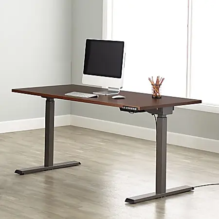 Realspace&reg; Magellan Performance Electric 60"W Height-Adjustable Standing Desk, Cherry Free Delivery