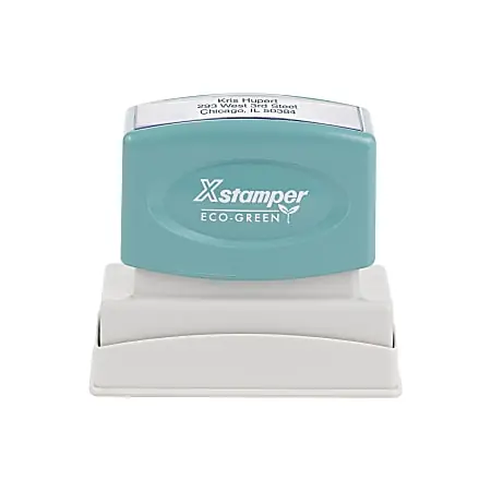 Custom ECO-GREEN Xstamper® Pre-Inked Stamp, N14, 66% Recycled, 5/8" x 2-3/8" Impression Bargain