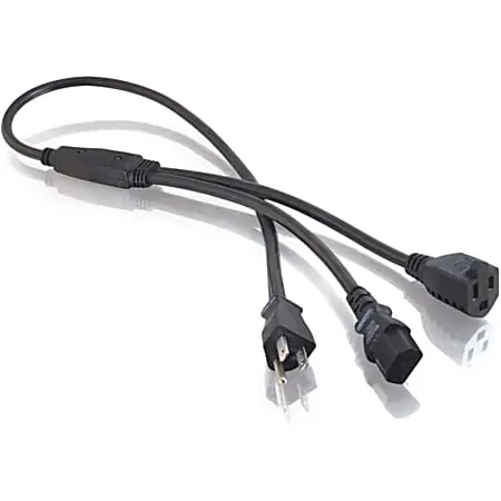 C2G 3ft 16 AWG 1-to-2 Power Cord Splitter (NEMA 5-15P to 1 NEMA 5-15R + 1 IEC320C13) - Power splitter - 29811 Next Day Delivery