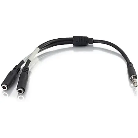 Same Day Shipping C2G 6in 4-pin 3.5mm Microphone and Headphone Breakout Adapter Y-Cable - 6" Mini-phone Audio Cable- 27394