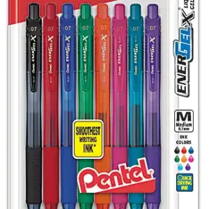 Worldwide Shipping Pentel&reg; EnerGel-X&trade; RollerGel Pens, Medium Point, 0.7 mm, 84% Recycled, Assorted Barrels, Assorted Ink Colors, Pack Of 8 Pens