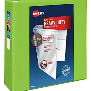 Avery&reg; Heavy-Duty View 3-Ring Binder With Locking One-Touch EZD&trade; Rings, 4" D-Rings, 43% Recycled, Chartreuse New Arrival