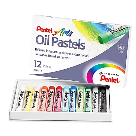 Fresh Stock Pentel Arts&reg; Oil Pastels, Assorted Colors, Pack Of 12