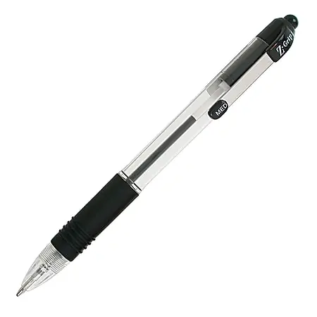 Deal Zebra&reg; Pen Z-Grip&reg; Retractable Ballpoint Pens, Pack Of 7, Medium Point, 1.0 mm, Clear Barrel, Black Ink