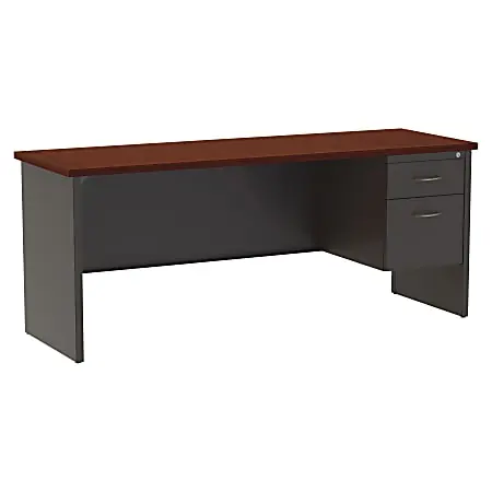 Factory Price WorkPro® Modular 72"W Right-Pedestal Computer Desk, Charcoal/Mahogany