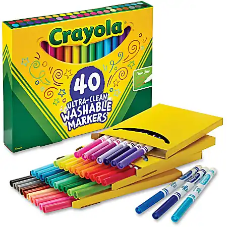 Limited Edition Crayola&reg; Ultra-Clean Washable Markers, Fine Point, Assorted Colors, Set Of 40 Markers