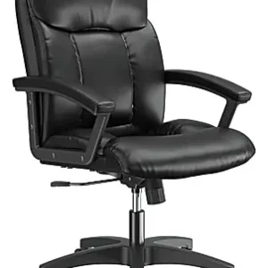 Crafted HON® Ergonomic Bonded Leather Padded Loop Arm Executive Chair, Black