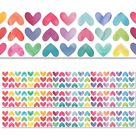 Original Creative Teaching Press&reg; EZ Borders, Colorful Hearts, 48&rsquo; Per Pack, Set Of 3 Packs
