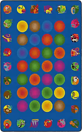 Flagship Carpets Circle Time Learning Rug, Rectangle, 7' 6" x 12', Multicolor Viral