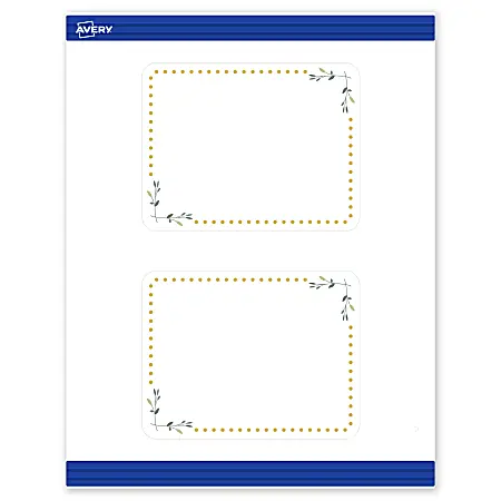 Factory Price Avery&reg; Print-To-The-Edge Postcards With Sure Feed&reg;, S00-DN7-PRMWC10, 4-1/4" x 5-1/2", Matte White, Preprinted Green Floral & Gold Dots Design, 20-PK