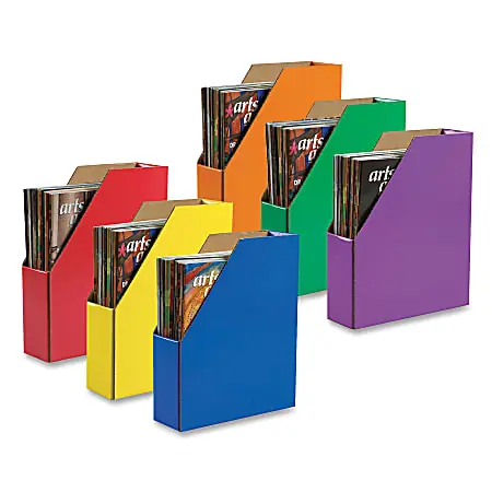 Free Shipping Pacon&reg; 70% Recycled Corrugated Magazine Holders, Assorted Colors (No Color Choice), Pack Of 6