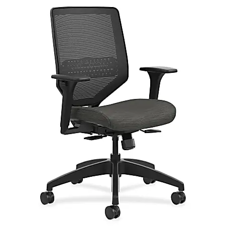 Mega Sale HON&reg; Solve Fabric Mid-Back Task Chair, Ilira-Stretch Mesh Back, Black