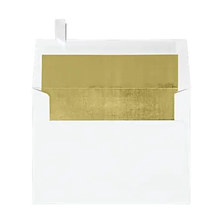 Mega Sale LUX Invitation Envelopes, A7, Peel & Stick Closure, Gold/White, Pack Of 50