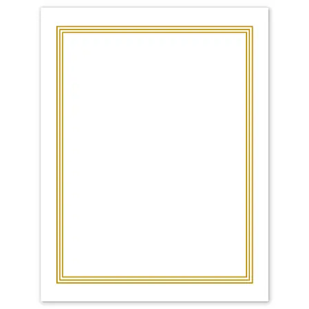 Avery&reg; Printable Cards, S00-DPD-PRMWC10, Rectangle, 8-1/2" x 11", Matte White, Preprinted Multi-Lined Gold Border Design, Pack Of 10 Luxury