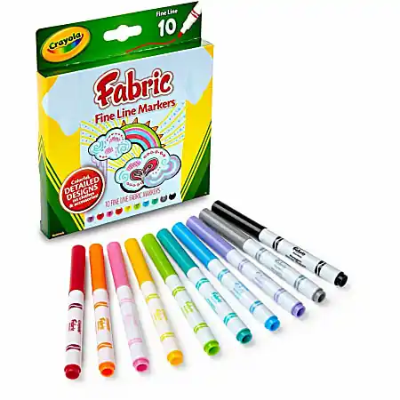 Exclusive Offer Crayola&reg; Bright Fabric Markers, Set Of 10, Fine Point, Assorted Colors
